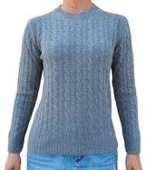 Maglione girocollo donna trecce 100% CASHMERE