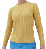 Maglione girocollo donna trecce 100% CASHMERE