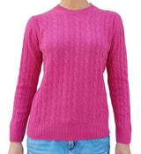 Maglione girocollo donna trecce 100% CASHMERE