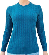 Maglione girocollo donna trecce 100% CASHMERE