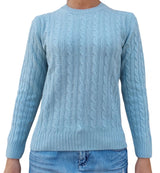 Maglione girocollo donna trecce 100% CASHMERE