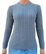 Women's crewneck sweater with braids 100% CASHMERE