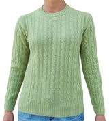 Women's crewneck sweater with braids 100% CASHMERE