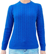 Women's crewneck sweater with braids 100% CASHMERE