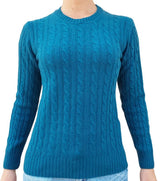 Women's crewneck sweater with braids 100% CASHMERE