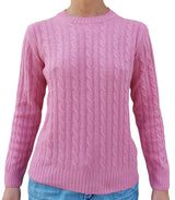 Women's crewneck sweater with braids 100% CASHMERE