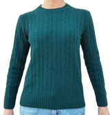 Women's crewneck sweater with braids 100% CASHMERE