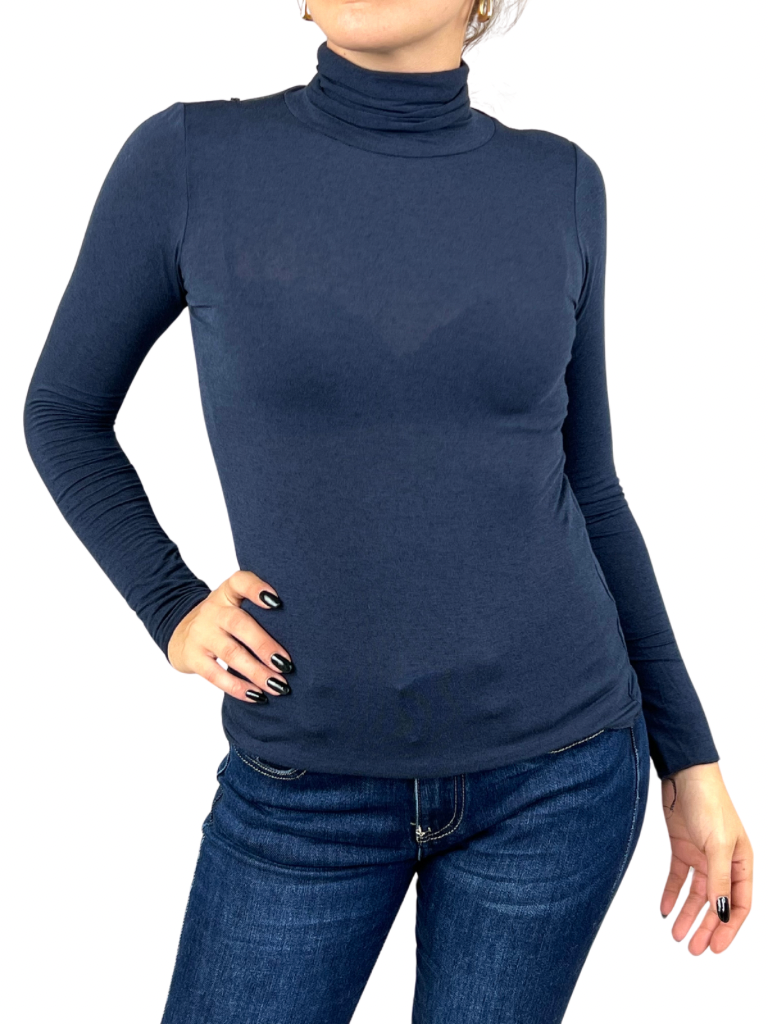 High neck in ultra-thin modal and cashmere