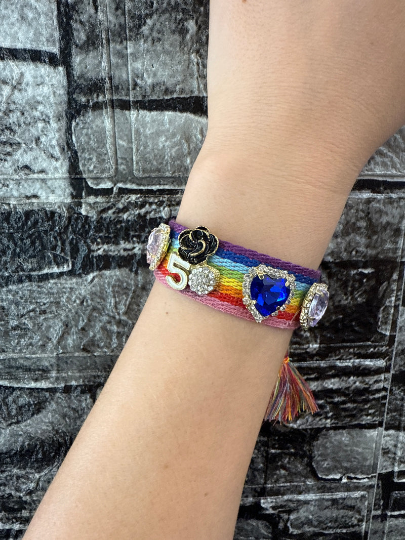 Bracciale tessuto arcobaleno