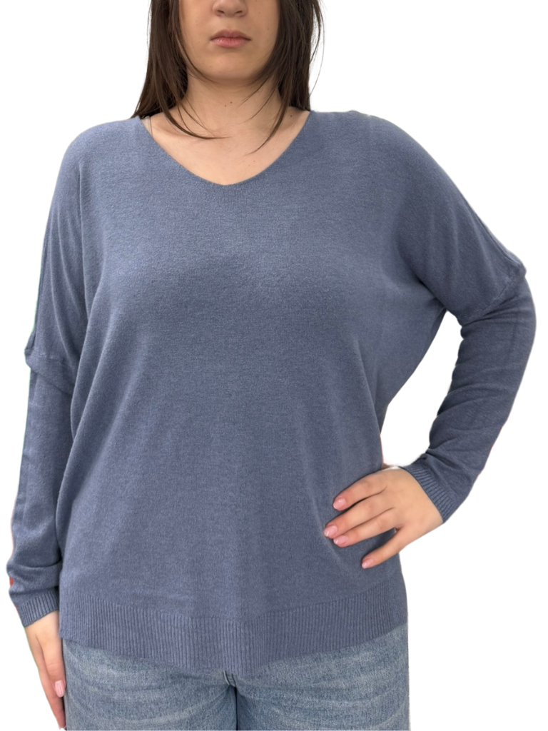 Viscose V-Neck Sweater - OVER SIZE