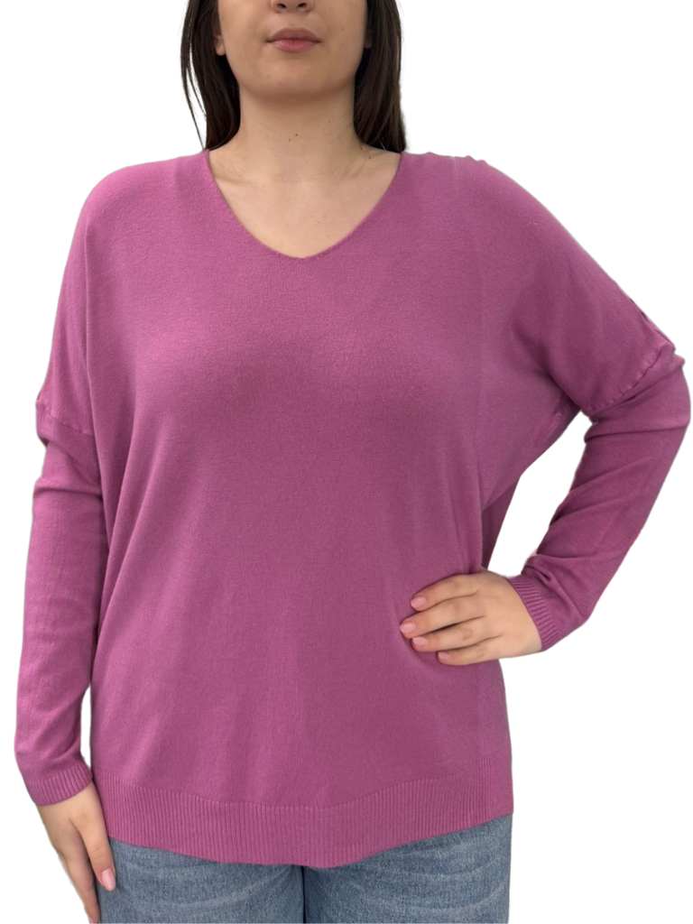 Viscose V-Neck Sweater - OVER SIZE