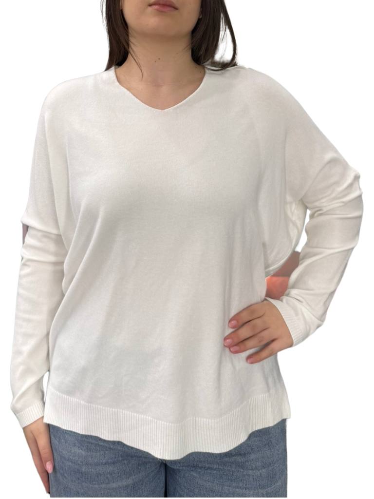 Viscose V-Neck Sweater - OVER SIZE