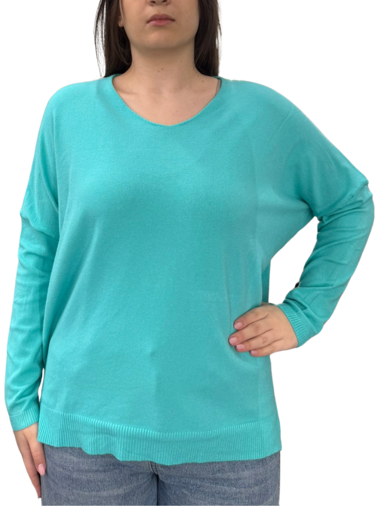 Viscose V-Neck Sweater - OVER SIZE