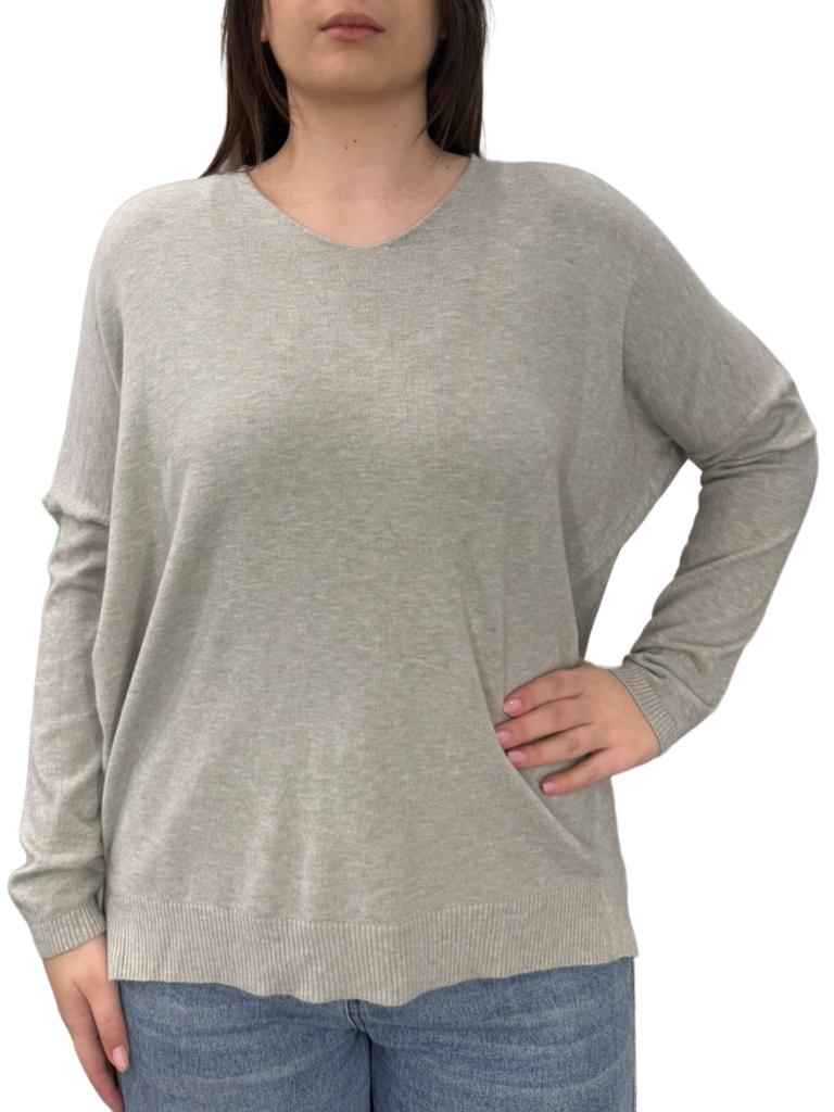 Viscose V-Neck Sweater - OVER SIZE