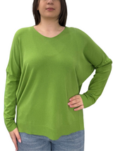 Viscose V-Neck Sweater - OVER SIZE