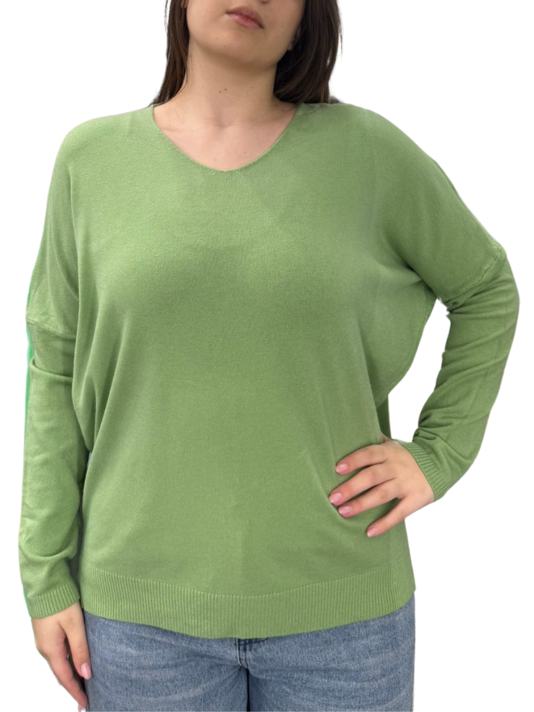 Viscose V-Neck Sweater - OVER SIZE