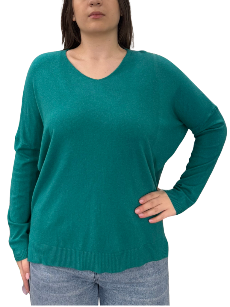 Viscose V-Neck Sweater - OVER SIZE